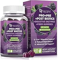 Vista 10 de Gomitas Pre y Post Probióticas, Enzimas Digestivas 5 en 1 Probióticas Prebióticas Postbióticas con Fibra, 120 Mil Millones de CFU de Probióticos