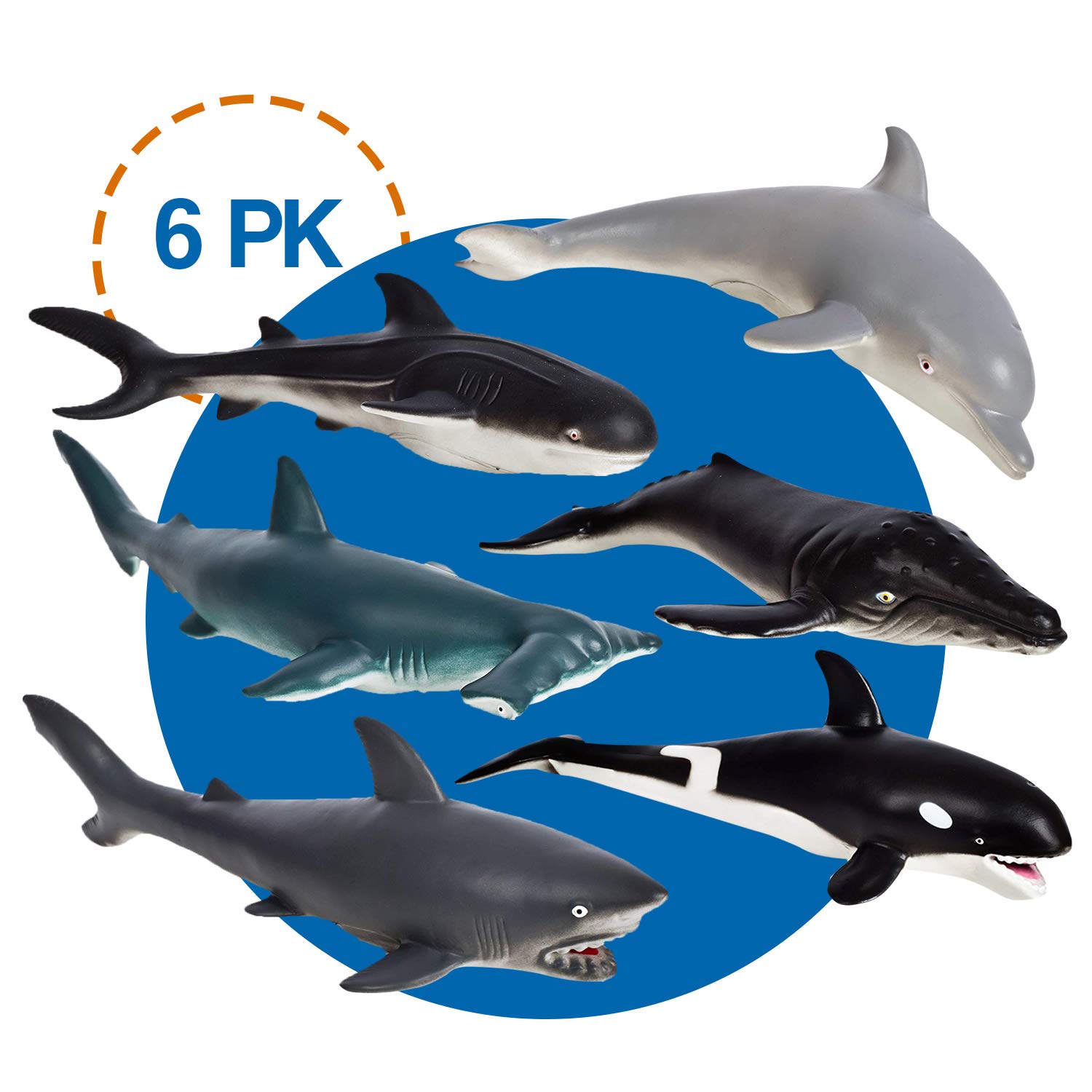 Shark Ocean Toys Set With 18 Sea Creatures & Vehicles - Double-Side Storage With Handle, Educational Bath Toys For Kids 3-12 Years