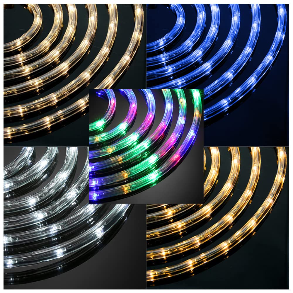 Fiqops Manguera LED Exterior, 50m Tubo LED Impermeable, Led Manguera de Luces, LED Luces de Tira con Enchufe, para Decoración e Iluminación Jardín-blanco cálido