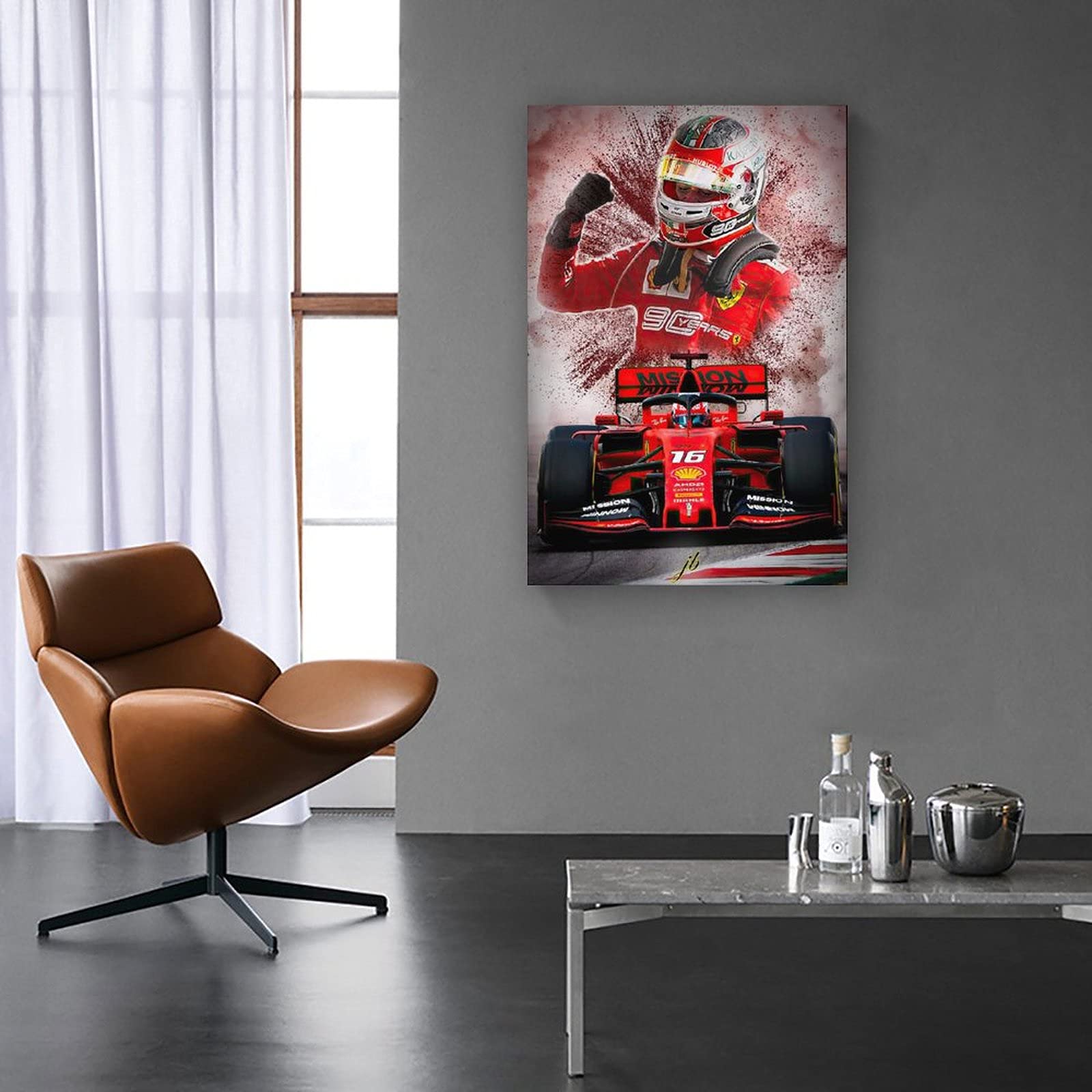 Stampa Su Tela Ferrari Leclerc F1 40x30 Cm - Quadro Moderno Per Decorazione Parete, Prodotto In Germania - 4