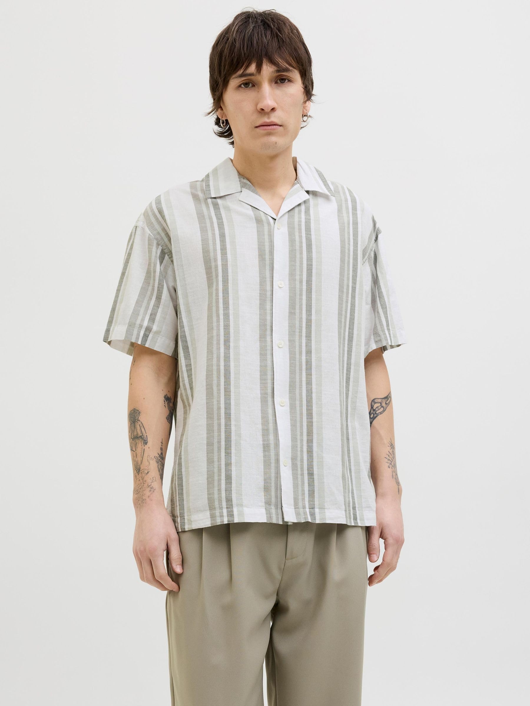 JACK & JONES Jprccsummer Stripe Resort S/S Shirt Sn Jprccsummer Stripe Resort S/S Shirt Sn Hombre (Pack de 1)