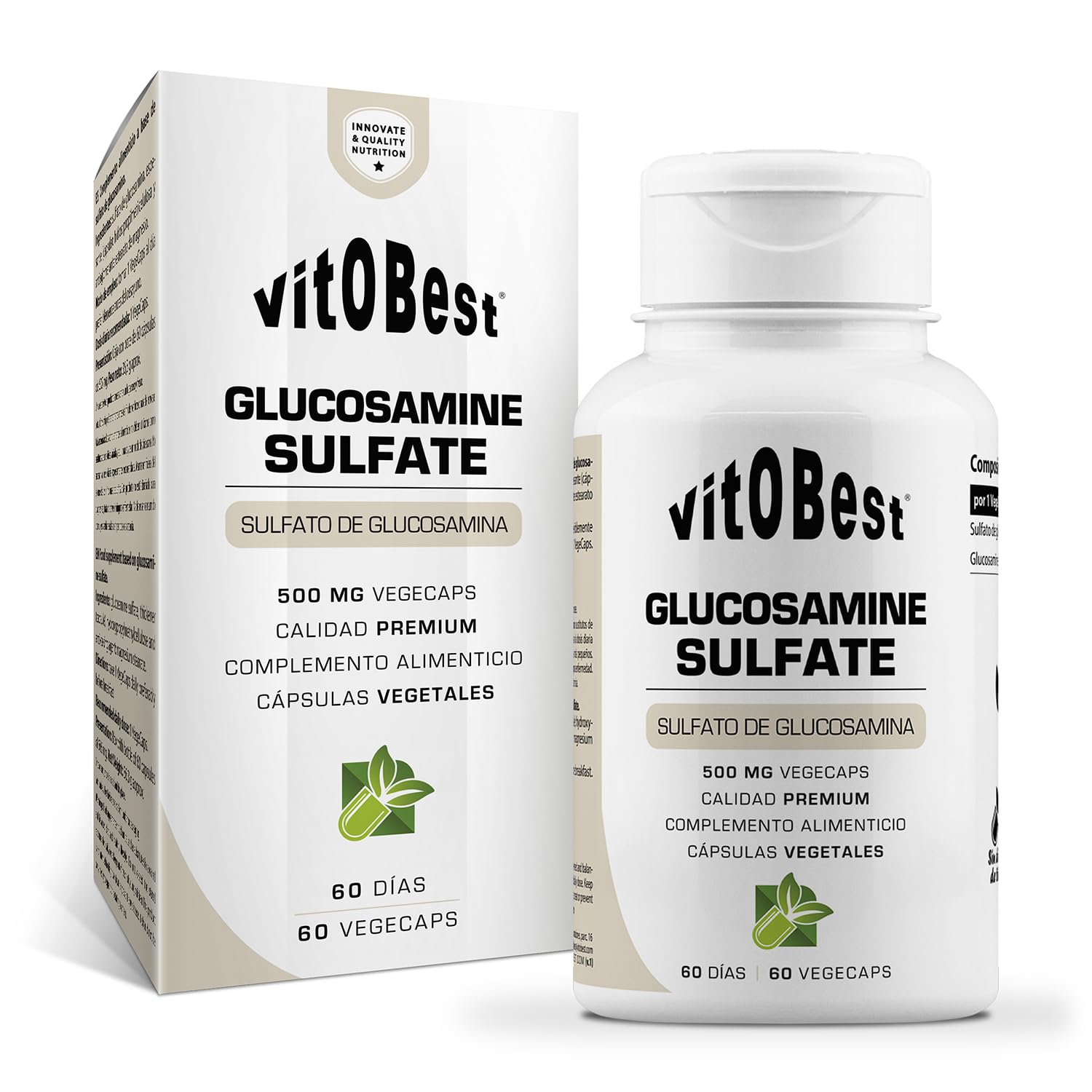 VITOBEST | Articulaciones Glucosamine Sulfate | Contribuye al mantenimiento del cartílago y las articulaciones | Sulfato de glucosamina de origen vegetal | 60 VegeCaps