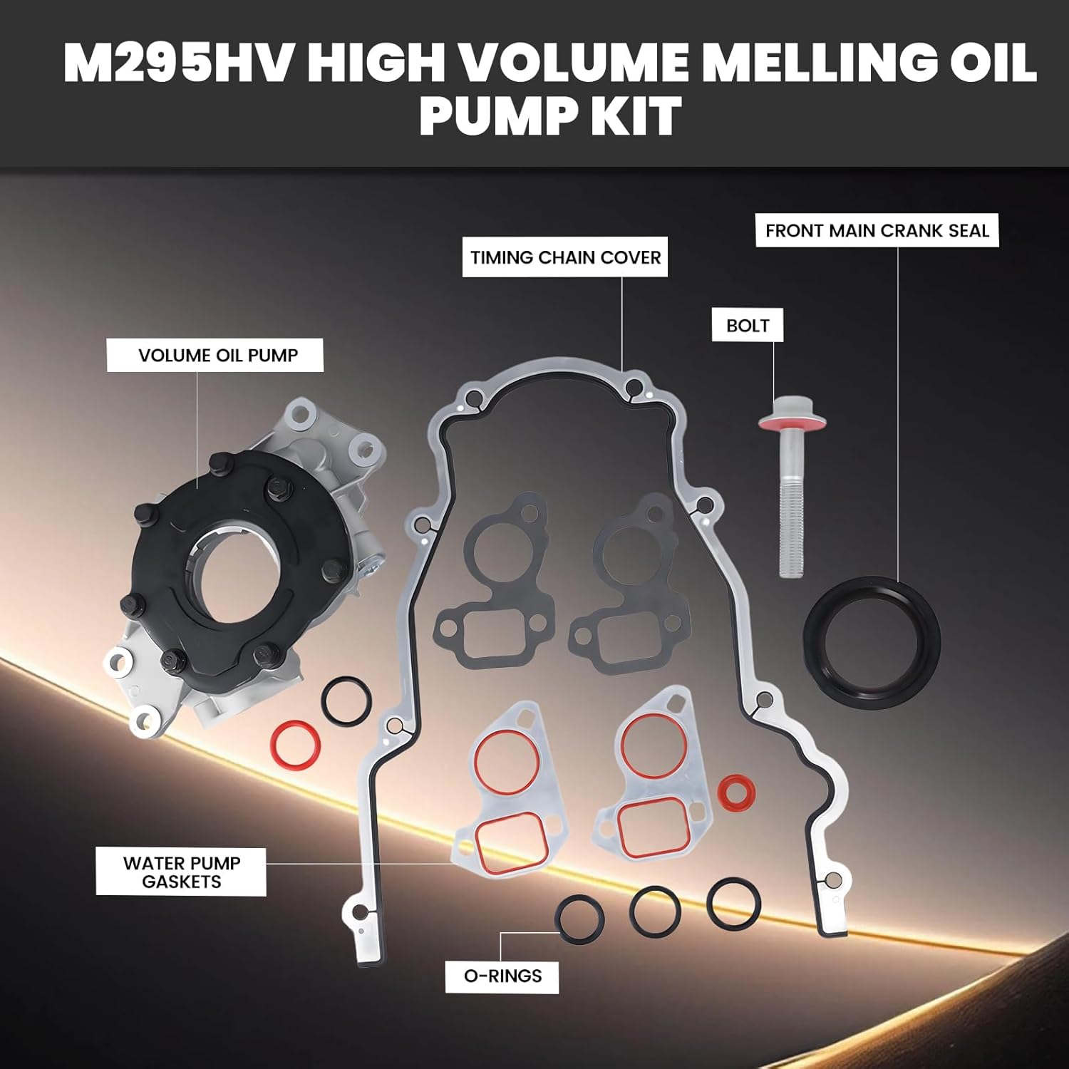 M295HV High Volume Oil Pump Kit Compatible with 4.8L 5.3L 6.0L Silverado Avalanche Suburban Tahoe Trailblazer GMC Sierra Yukon Cadillac Escalade - Replaces JV5158 TCS45993 12557840