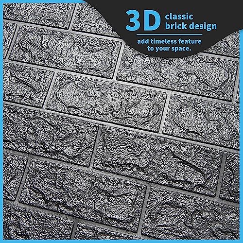 Image of STL Brick Wallpaper - Self Adhesive PE Foam Brick Design 3D Wall Stickers /DIY Wallpaper For Home Hotel Living Room Bedroom & Cafe (70 X 77Cm, Appx. 5.8Sq Feet) (Grey)-Pack Of 1