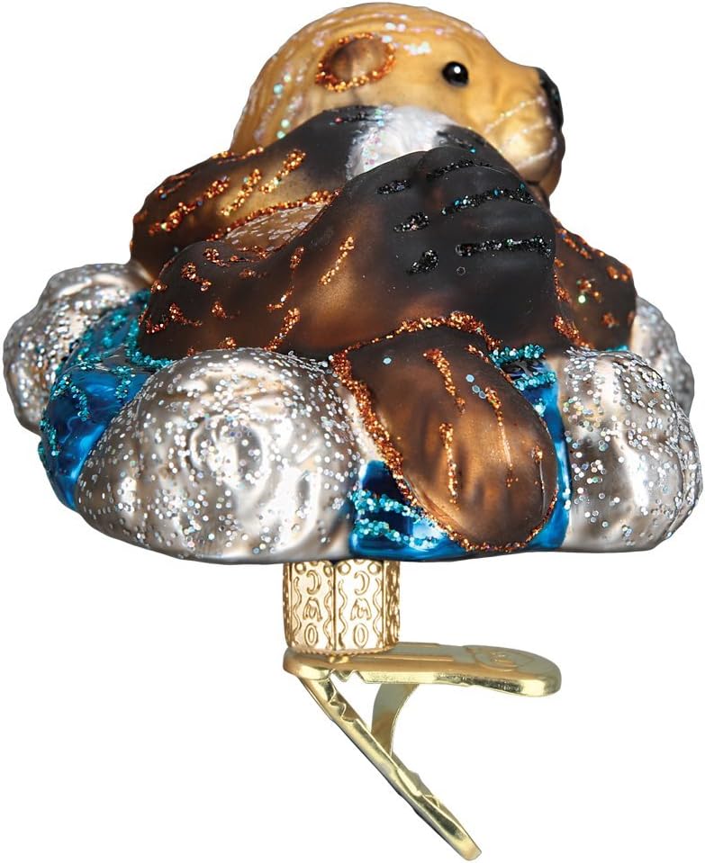 Old World Christmas Floating Sea Otter Glass Blown Ornament for Christmas Tree, Handcrafted Holiday Decoration, Sea Collection