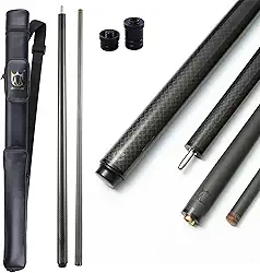 CROWN ME Taco de sinuca de fibra de carbono com ponta de 12,8 mm, taco de fibra de carbono de bilhar com ponta de 147 cm, ponta de baixa deflexão, taco de fibra de carbono com capa, design ajustável