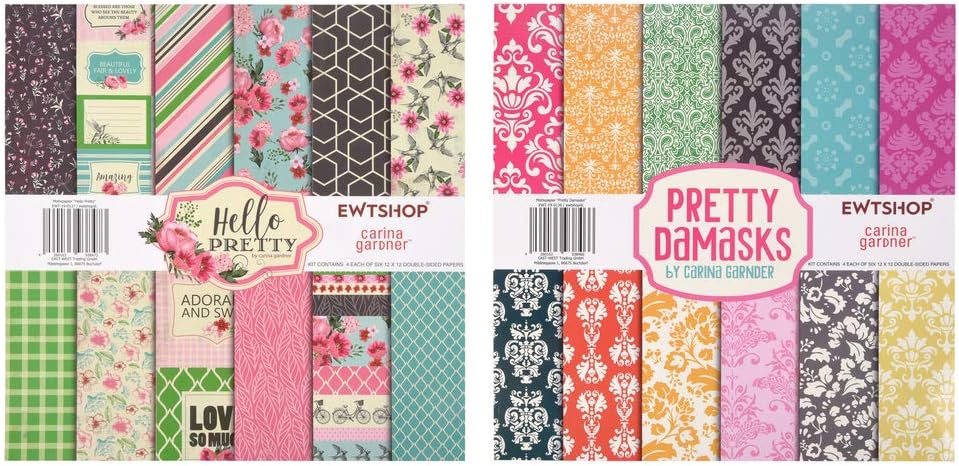 ewtshop Writing Paper 48 Sheets 30.5 x 30.5 cm 24 Different Designs Printed on Both Sides Decorative Paper for Crafts, Cards