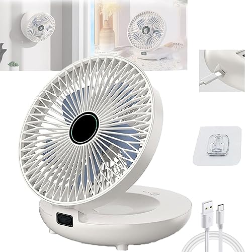 Ventilador de cocina de doble uso para el hogar, recargable para colgar en la pared, soporte de escritorio plegable de 3 velocidades para