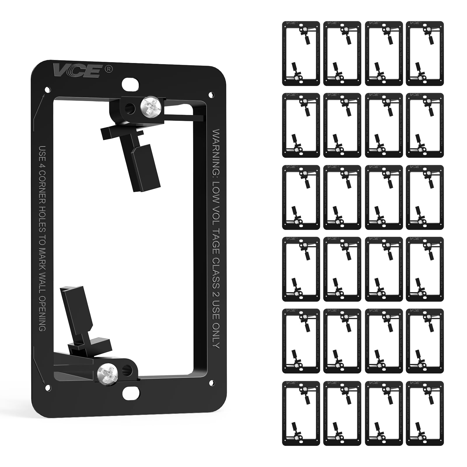VCELINK Low Voltage Mounting Bracket, Flush Low Voltage Box, Black 25-Pack