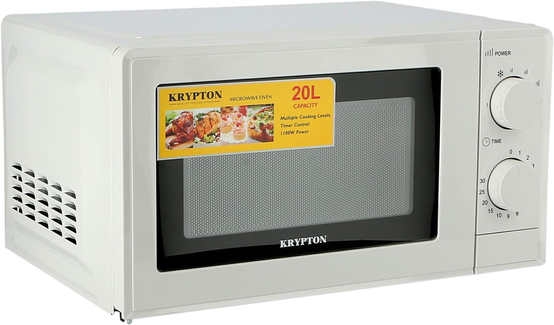 Krypton 700W Microwave Oven, 20L with 5 Power Levels and 30 Minute Timer, 20 Liter Capacity
