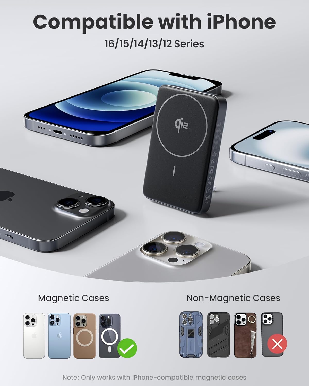 PISEN 3C Mag-Safe Power Bank - 10000mAh (5000mAh*2) Qi2 Mag-Safe Portable Charger 30W 3C Certified Qi2 Power Bank with Stand Airplane Safe Magnetic CCC Travel Portable Charger for iPhone 17/16/15/14