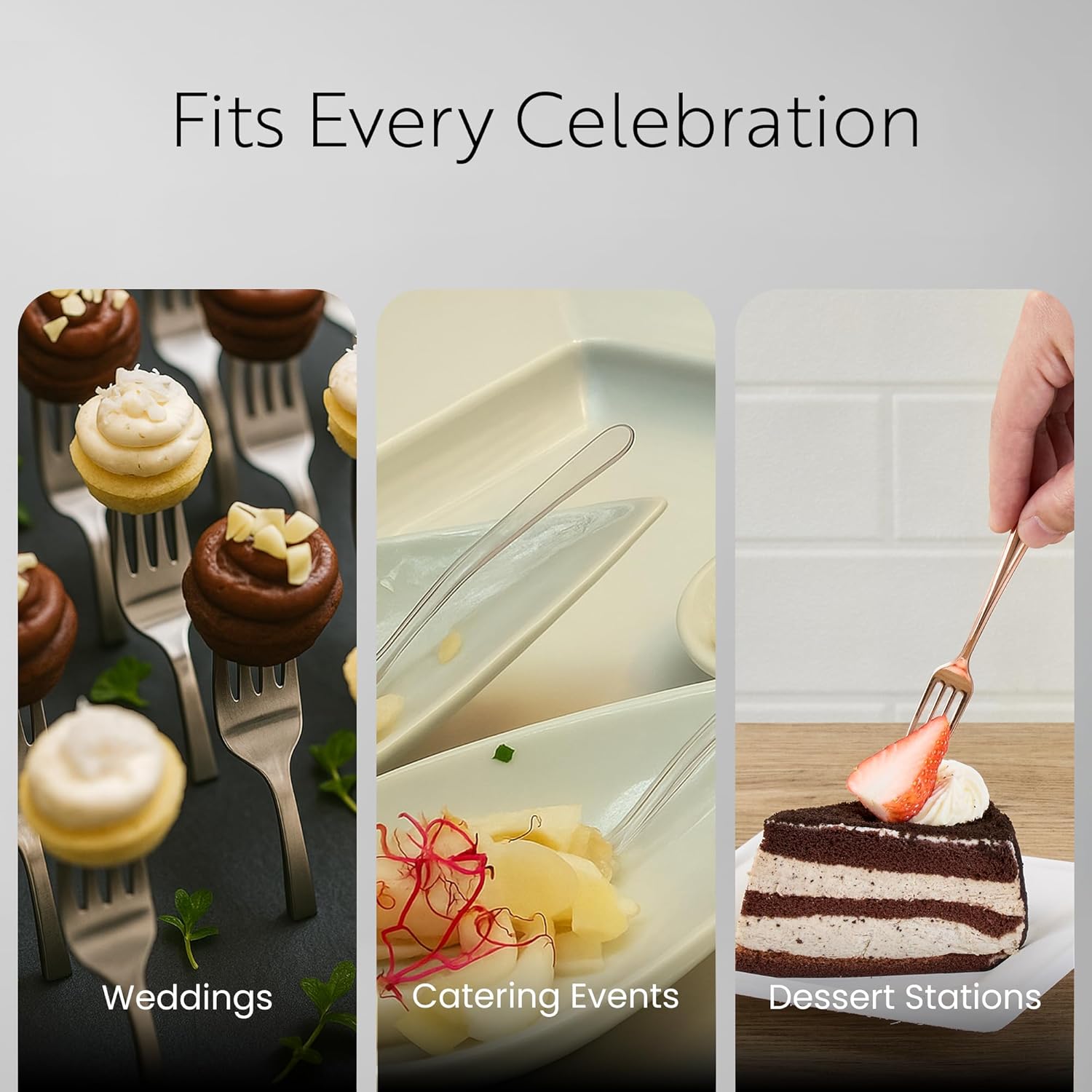 Restaurantware 4 Inch Mini Forks 500 Disposable Tiny Forks - Heavy-Duty Pair With Hors D'oeuvres Desserts or Samples Rose Gold Plastic Appetizer Forks For Parties Weddings Or Catering