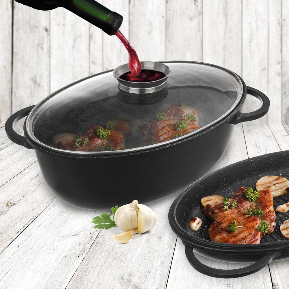 orion group Cacerola con revestimiento de granito con tapa, 3 en 1 | GRANDE 10 L