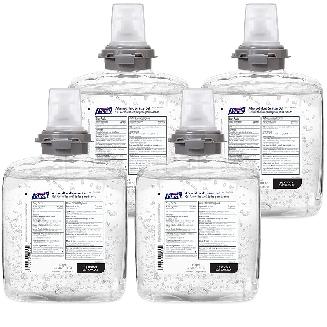 Product image of Purell Advanced Hand Sanitizer Gel, 1200 mL Sanitizer Refill TFX Touch-Free Dispenser (Pack of 4) - 5456-04