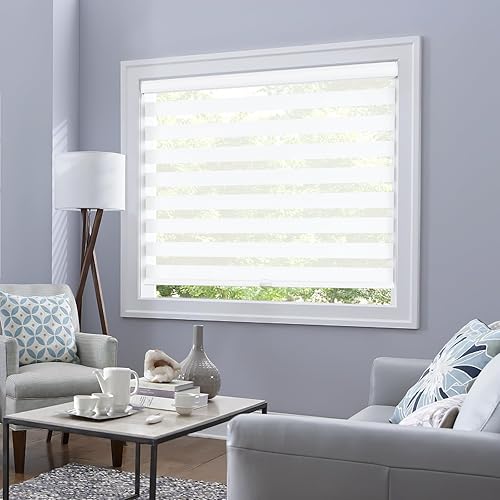 Miniatura 5 de Persianas enrollables de tela de doble capa con filtro de luz, sin cordón, con control de luz para día y noche, adecuadas para interiores y