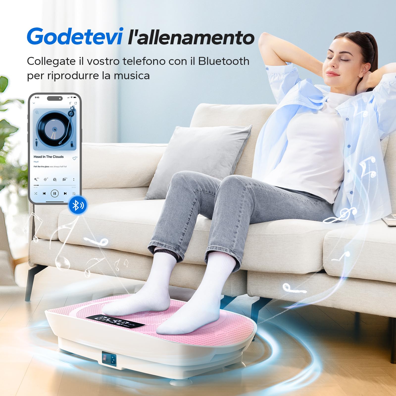 MERACH Pedana Vibrante, Potente Pedana Vibrante Dimagrante per la Costruzione e la Modellazione Muscolare, Controllo Automatico della Velocità, Altoparlante Bluetooth Integrato