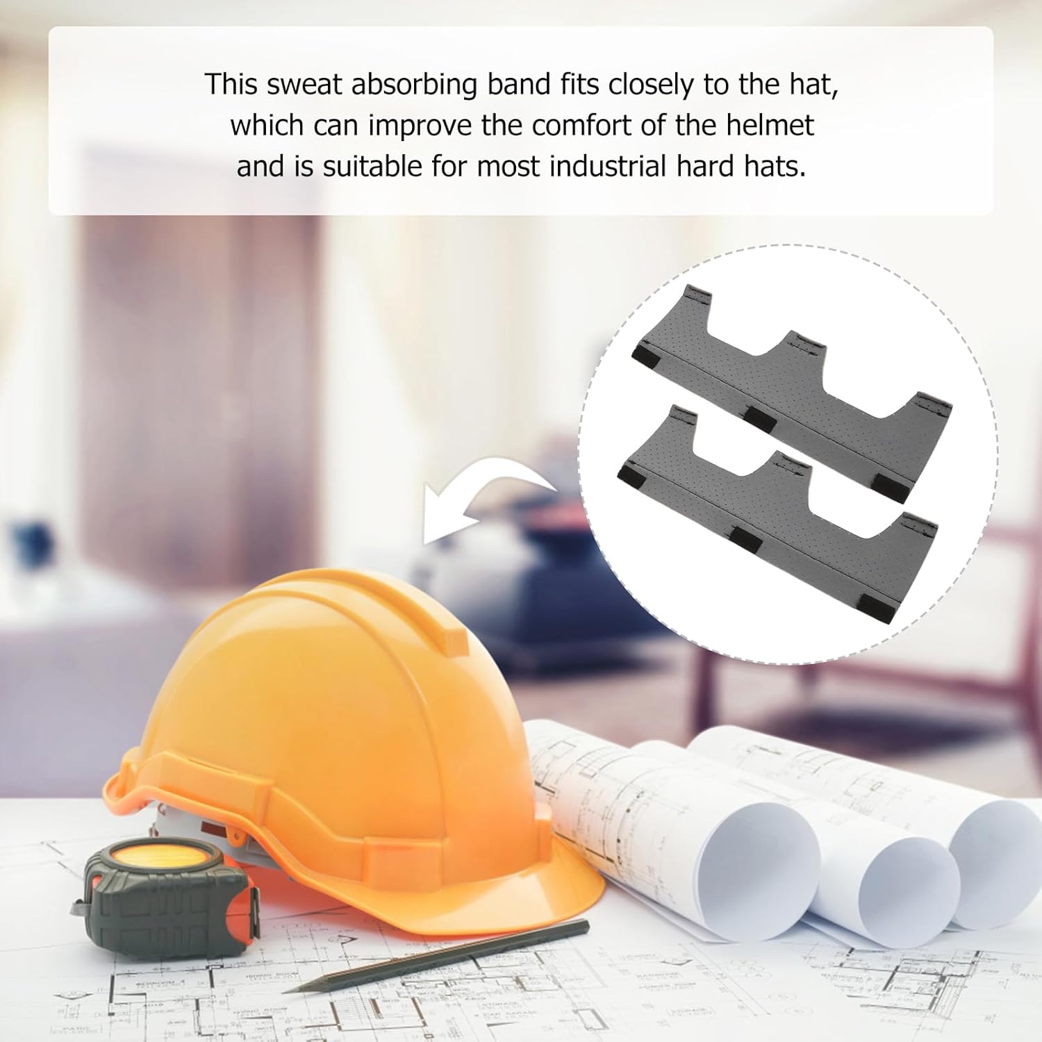 ULTECHNOVO Detachable Washable Hard Hat Sweatband Reusable Safety Helmet Liner Soft Sponge Sweat Absorbing Band for Work Comfort