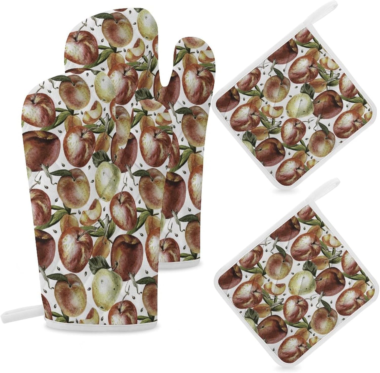 Watercolor Fruits Oven Mitts and Pot Holders 4Pcs Set Heat Resistant Cooking Mitts Hot Pads