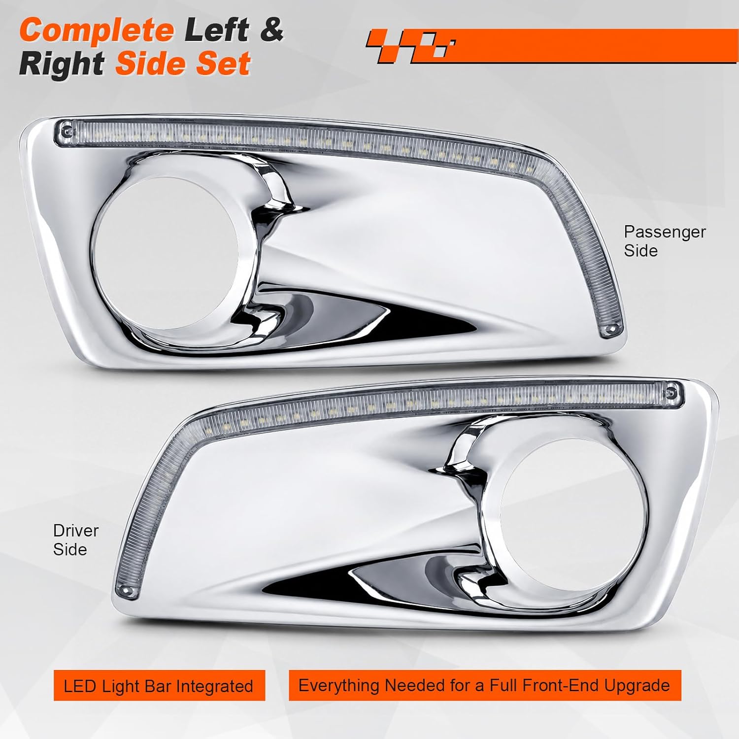 FV LED Fog Light Bezel Compatible with Kenworth T660 2008-2015 Chrome