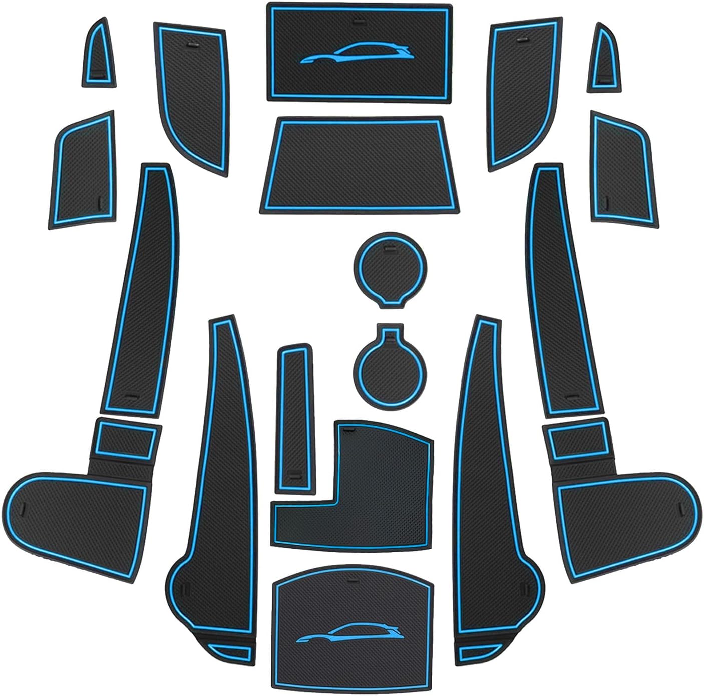 LUWU for 2023 Kona Accessories - for 2022 2023 Hyundai Kona Door Slot Mats Cup Holder Insert Coaster Center Console Liners Mats for Door Groove Gate Door Pockets [NOT for Kona EV] Red - 18 PCS/Set