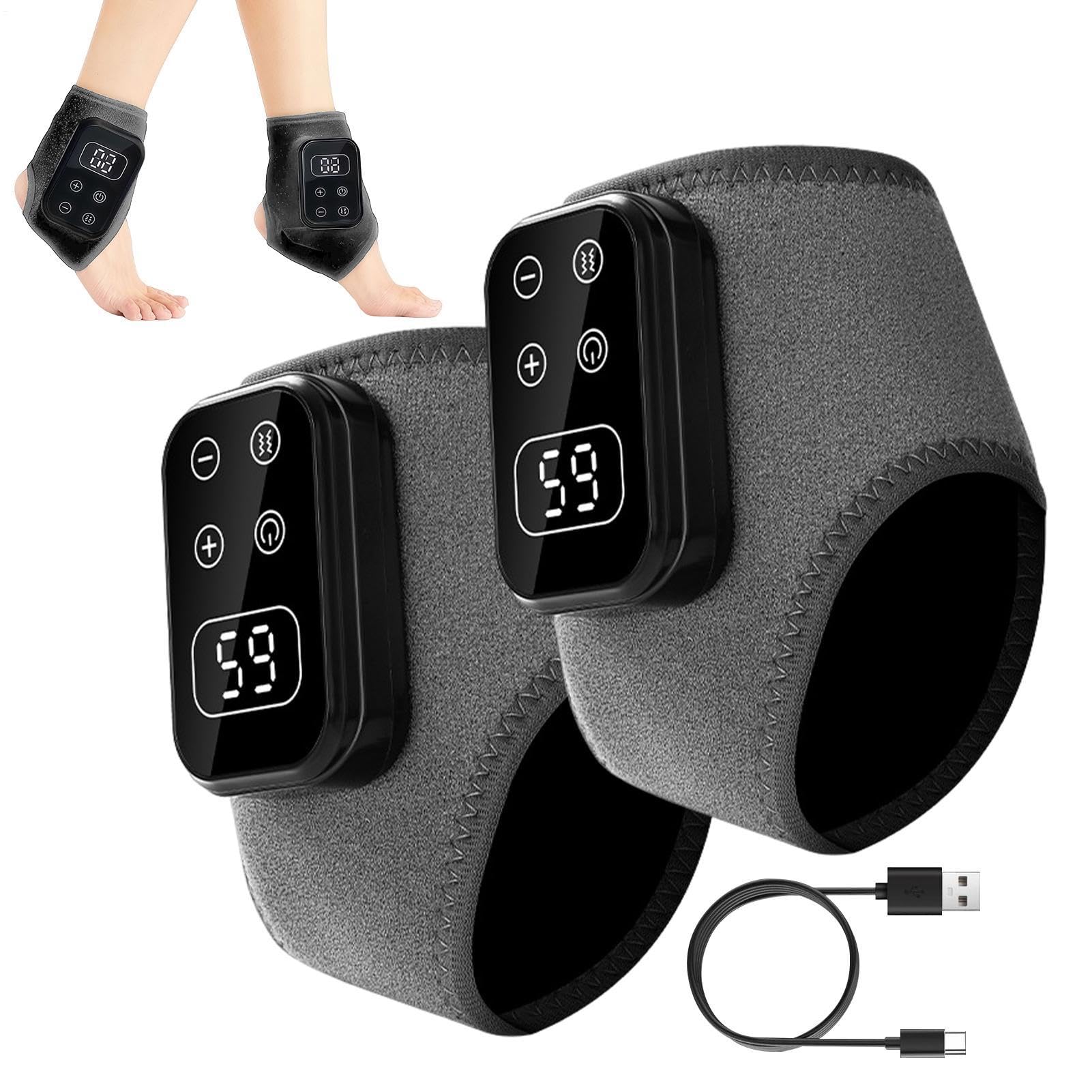 Fußknöchel Heizkissen - 6-stufig verstellbar kabellos und tragbar - Elektrisches Knöchel- und Fußmassagegerät - Für Zuhause, Wohnzimmer, Schlafzimmer, am, nach dem Sport