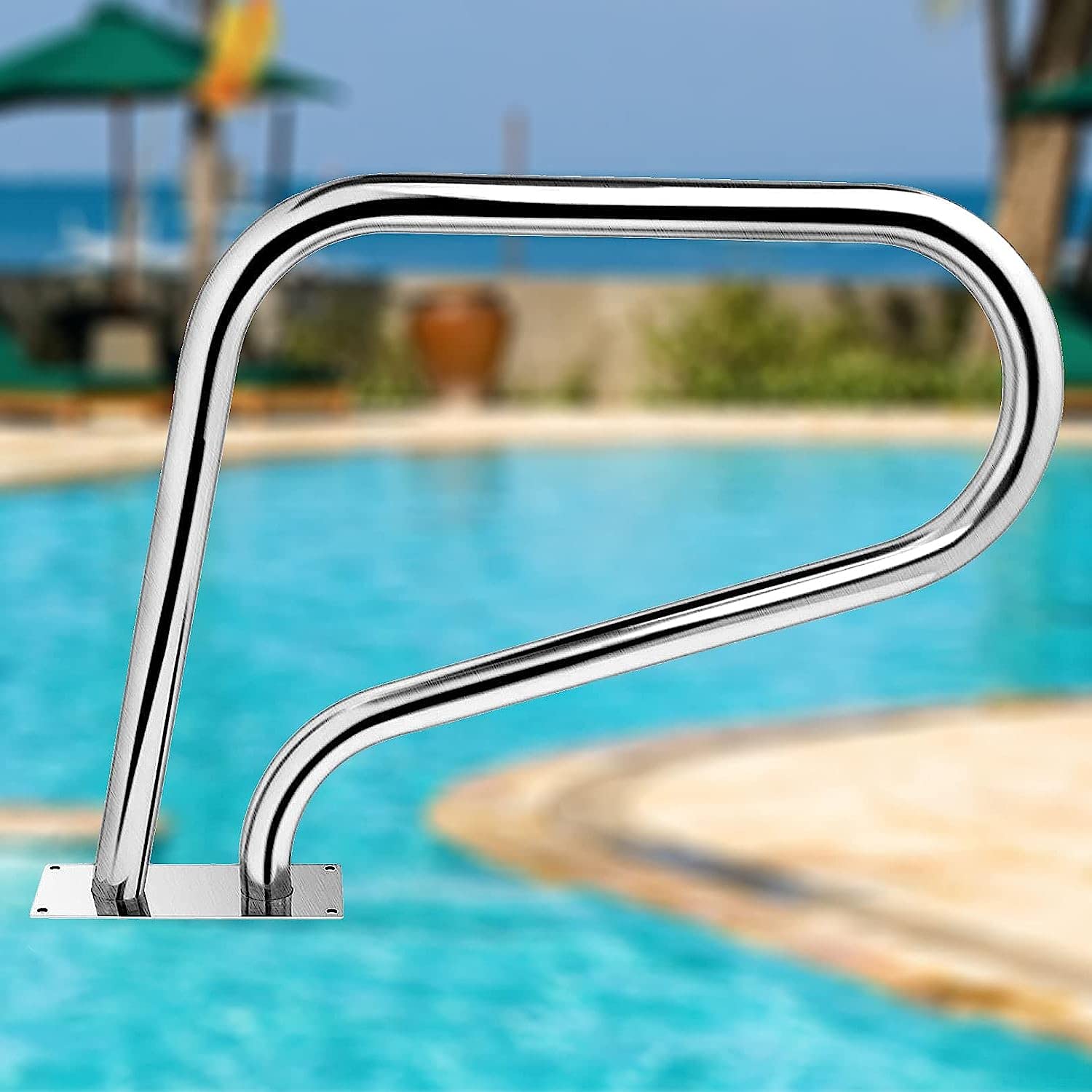 Main courante de piscine pour piscines creusées rampe de sécurité inox 304 81x57cm
