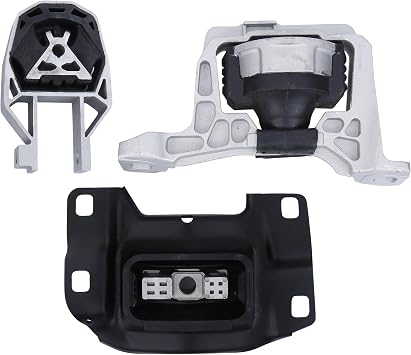 Engine and Transmission Mount 3PS. Fit for 2012-2018 Focus L4 2.0L. Replaces Part # A5646 AV6Z6038A A5520 CV6Z6068A A5612 AV6Z6068A., Black
