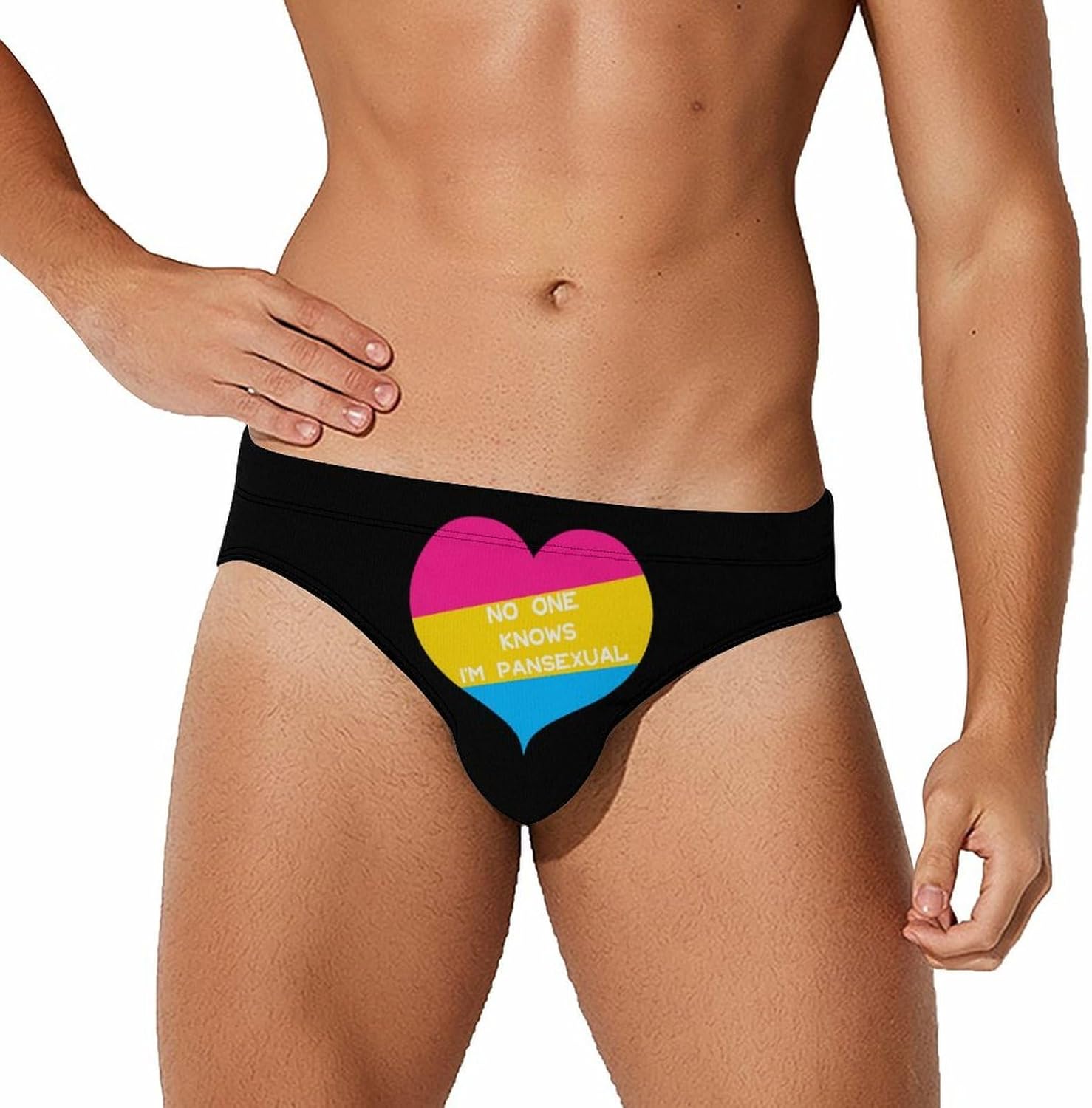 No One Knows I'm Pansexual Men's Swimwear Bikini Swimming Briefs Stretchy Swimsuits Board Surf Shorts Trunks