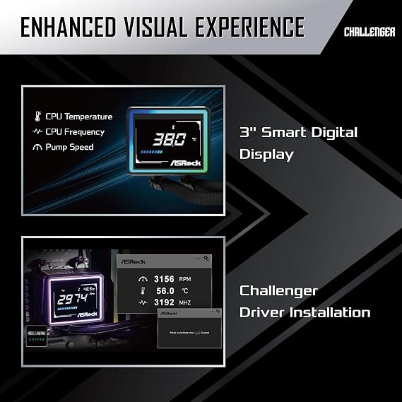 ASRock X870E Taichi Lite Motherboard & Challenger 360 Digital AIO Cooler Bundle | Flagship AM5 Platform with 3 Digital Display