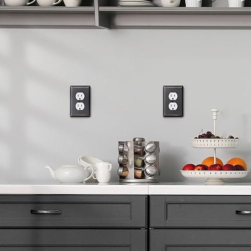 Miniatura 5 de DEWENWILS Placa de pared de salida dúplex, placas de pared de metal para toma de corriente, cubierta de interruptor de bronce envejecido, paquete de