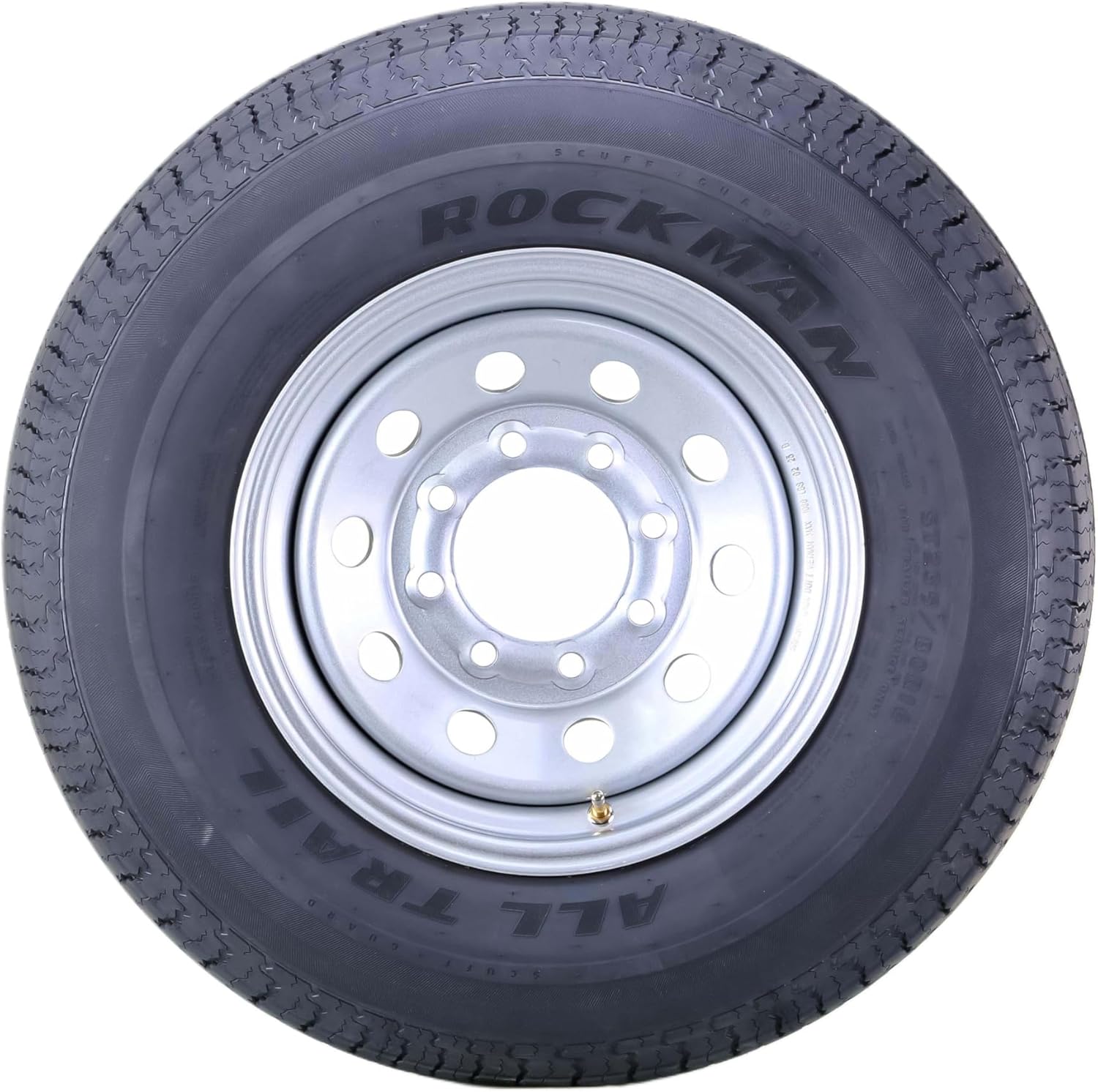 ROCKMAN Trailer Tire Wheel Assembly ST235/80R16 10-Ply E 123M 8 Lug on 6.5" PCD Silver Mod Rim,SET 2