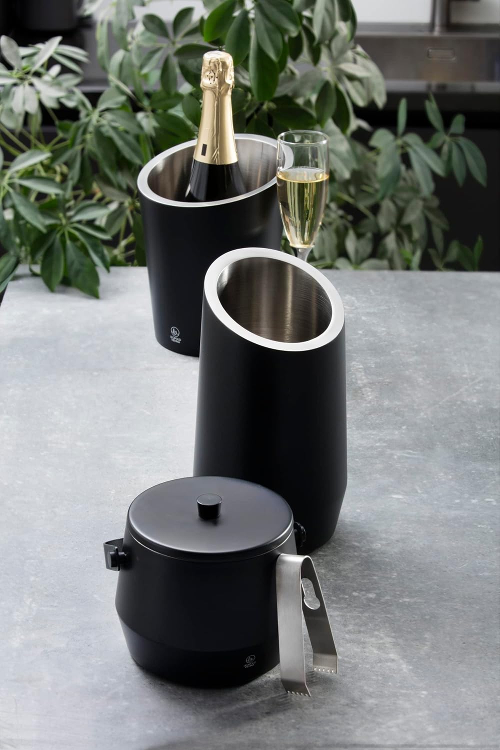 Leopold Vienna Champagne Cooler, 304 Stainless Steel, Black, 173x173x220