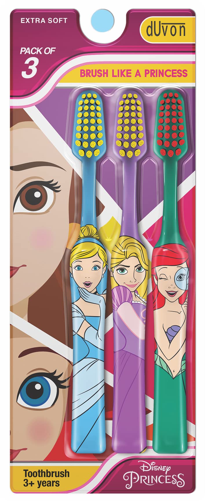 Kids Toothbrush Combo Pack | Disney Princess & Marvel Superheroes | Extra Soft Bristles | Ergonomic Grip | 3+ Years | Boys & Girls Toothbrush Set (Multicolor) (Disney Princess, Pack of 3)-image-43