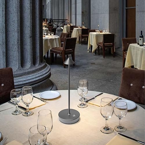 Miniatura 7 de Juego de 2 lámparas de mesa inalámbricas recargables, 6000 mAh LED, funciona con pilas, lámpara de escritorio con control táctil, atenuación