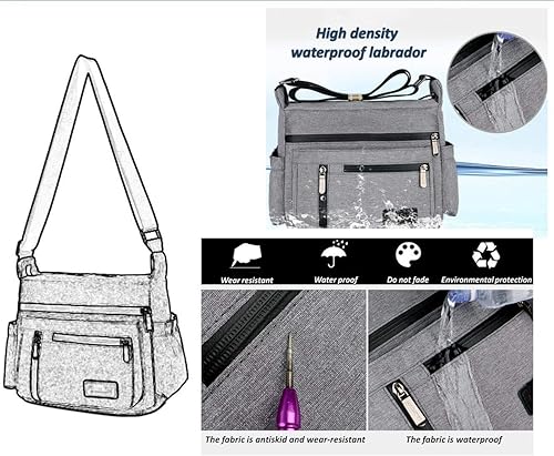 Miniatura 5 de Wxnow Bolso bandolera con múltiples bolsillos para mujer, bolso de viaje para trabajo