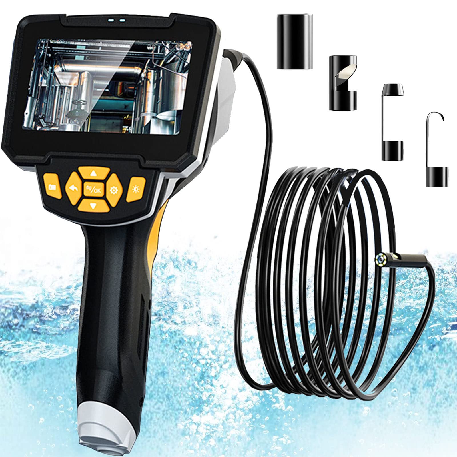Kontrola Boroskopu,PrzemysłOwa Kamera Endoskopowa 8 Mm 1080p 4,3 "Ekran Lcd Z Wodoodporną Kamerą Ip67 6 Diod Led, Endoskop Z Dwoma Obiektywami 2600 Mah DziałAjąCy Przez 3 Godziny,10m