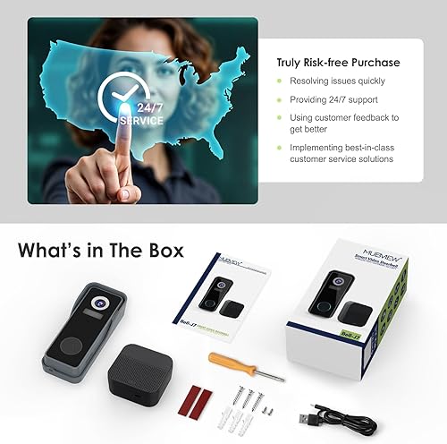 Miniatura 8 de MUBVIEW Timbre inalámbrico con timbre, timbre de video 2K inalámbrico con cambiador de voz, detección de movimiento, antirrobo, visión nocturna,