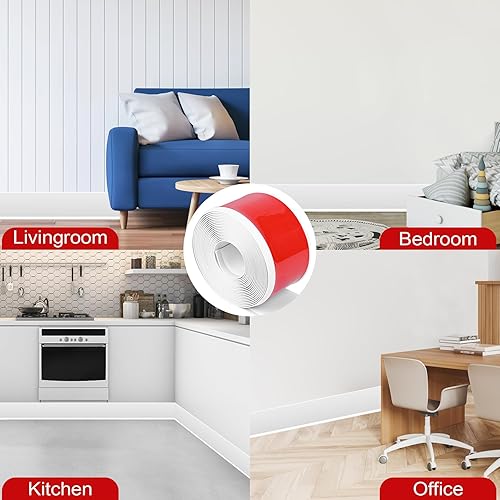 Miniatura 7 de Moldura para zócalo de pared de 4 pulgadas x 26 pies, moldura para despegar y pegar, base de vinilo autoadhesivo flexible para pared, piso, esquina