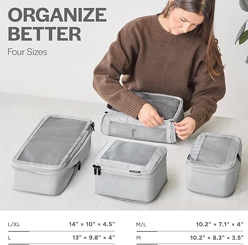 Miniatura 3 de Aerotrunk Cubos de embalaje de compresión para viajes, bolsas organizadoras de equipaje, cubos de embalaje con doble cremallera para maletas