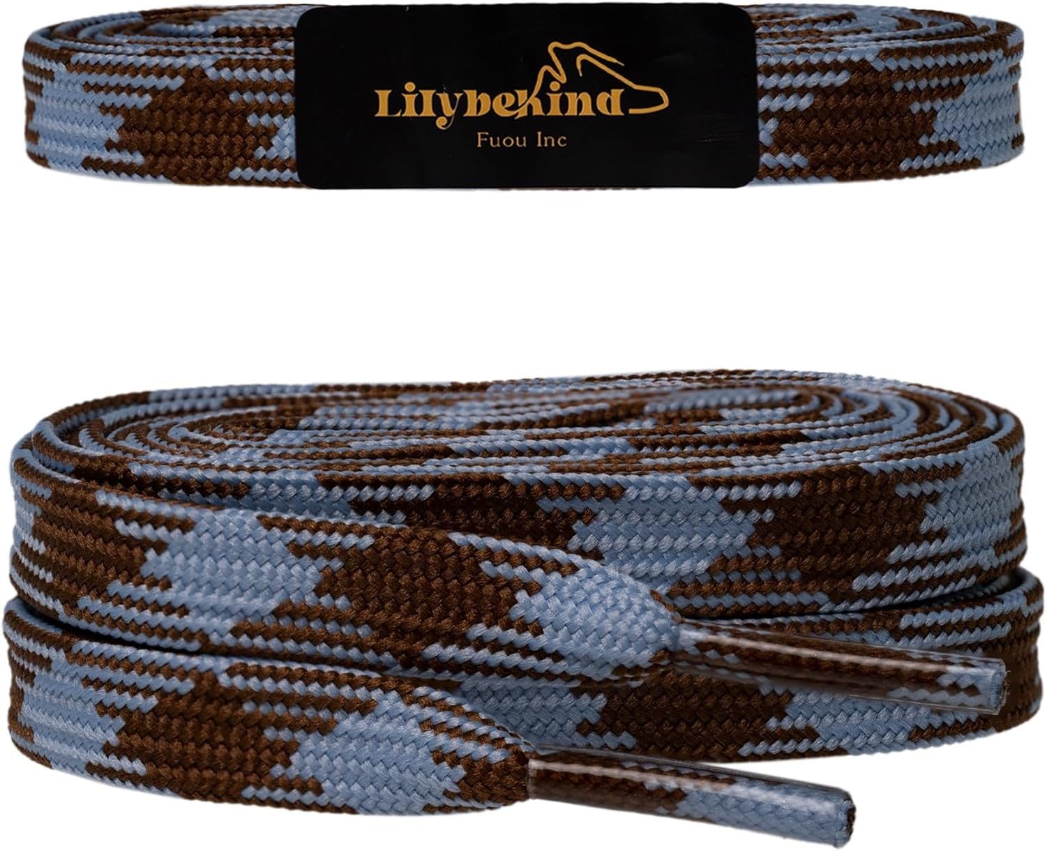 WOMGKDA 5/16 Inch 51 Inch Colored Flat Replacement Shoelaces for Sneakers Casual Shoes, Blue Brown