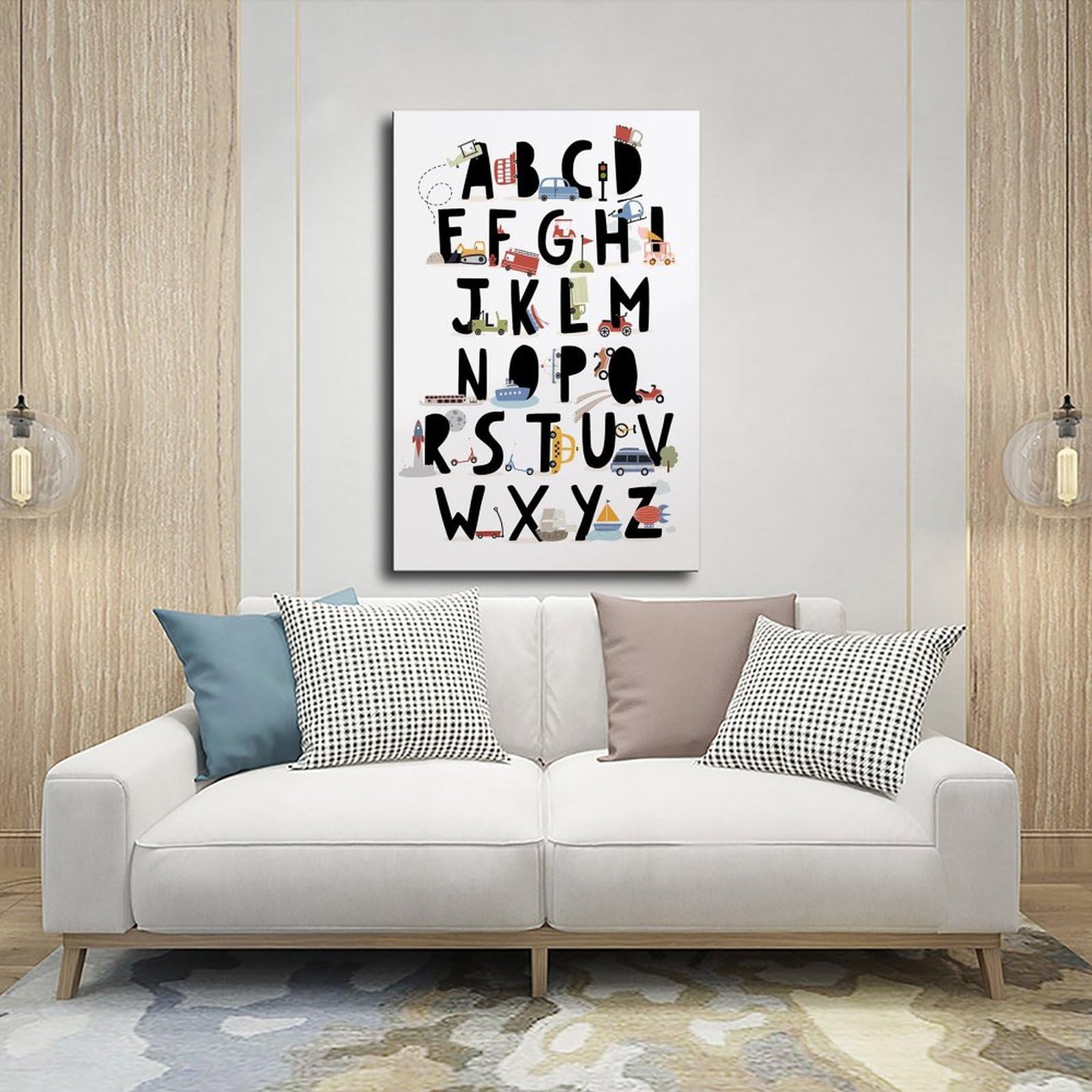Poster sur toile avec thèmes éducatifs de l'alphabet de A à Z (2) - Décoration murale pour salon, chambre à coucher - 40 x 60 cm