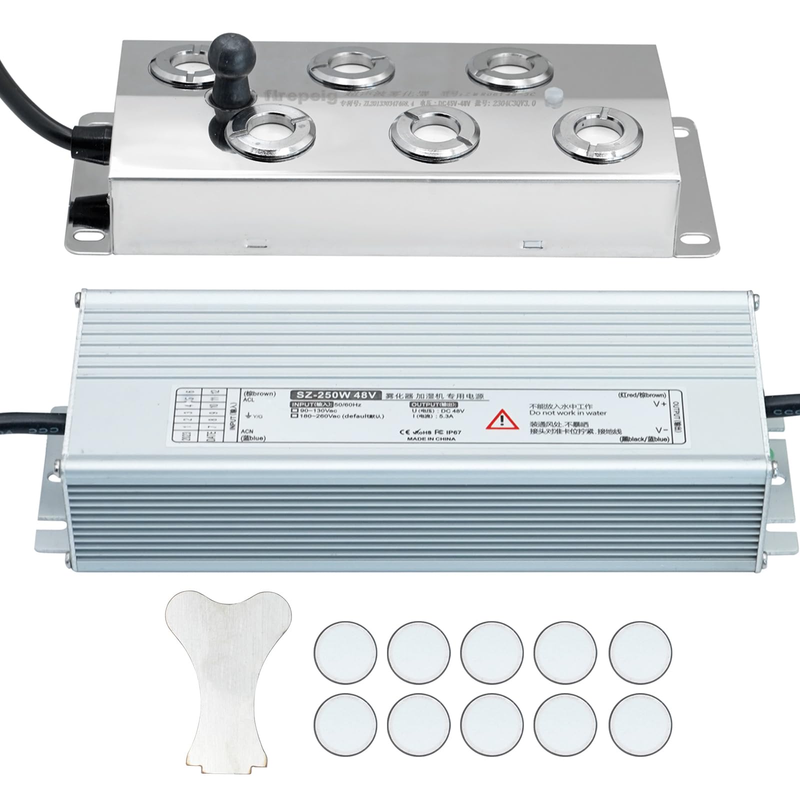 Nebelmacher 6-Kopf 4.2L/H Ultraschall Vernebler 250W Wasserdicht Edelstahl Nebelgerät für Gartenbau