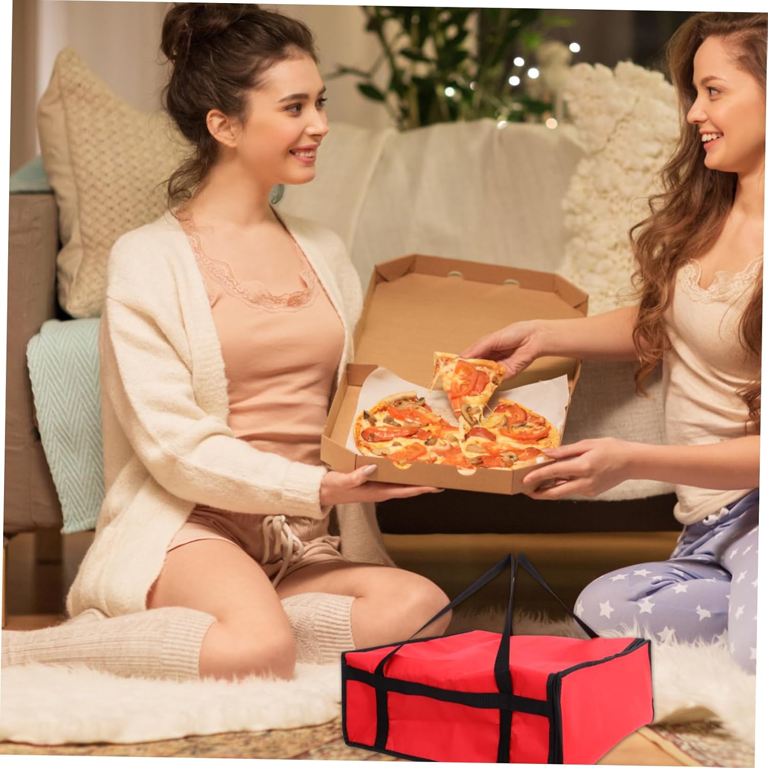 Insulated Takeout Bag Large Capacity Non-Woven Fabric Bag Zipper Portable Cooler for Restaurants and Food Drivers