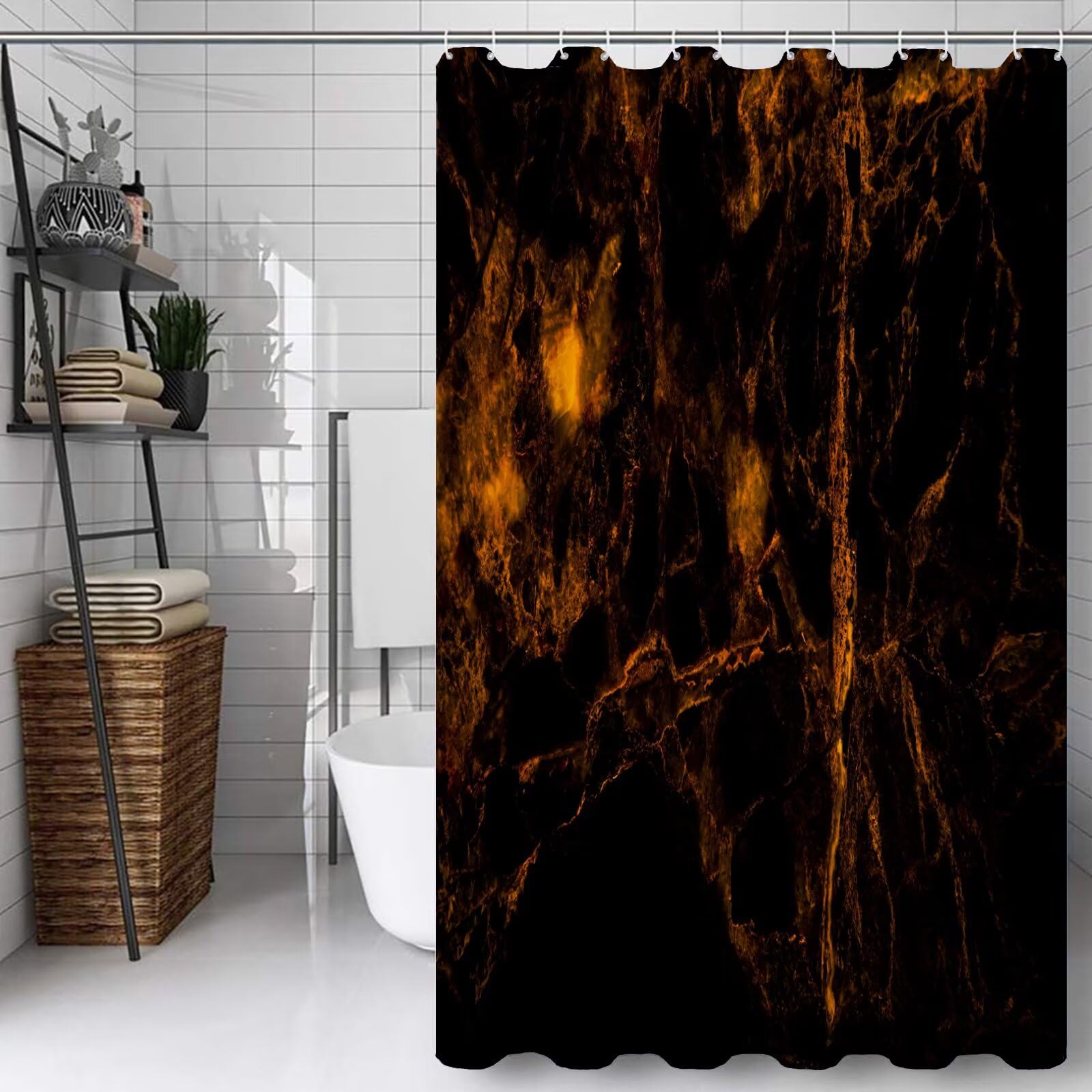Rideau douche anti éclaboussure 90x200 en tissu avec crochets