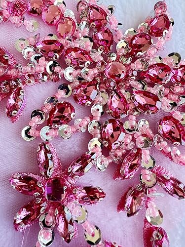 Miniatura 3 de Diamantes de imitación acrílicos brillantes hechos a mano en apliques de encaje, cuentas de costura, parches para accesorios para vestido de novia