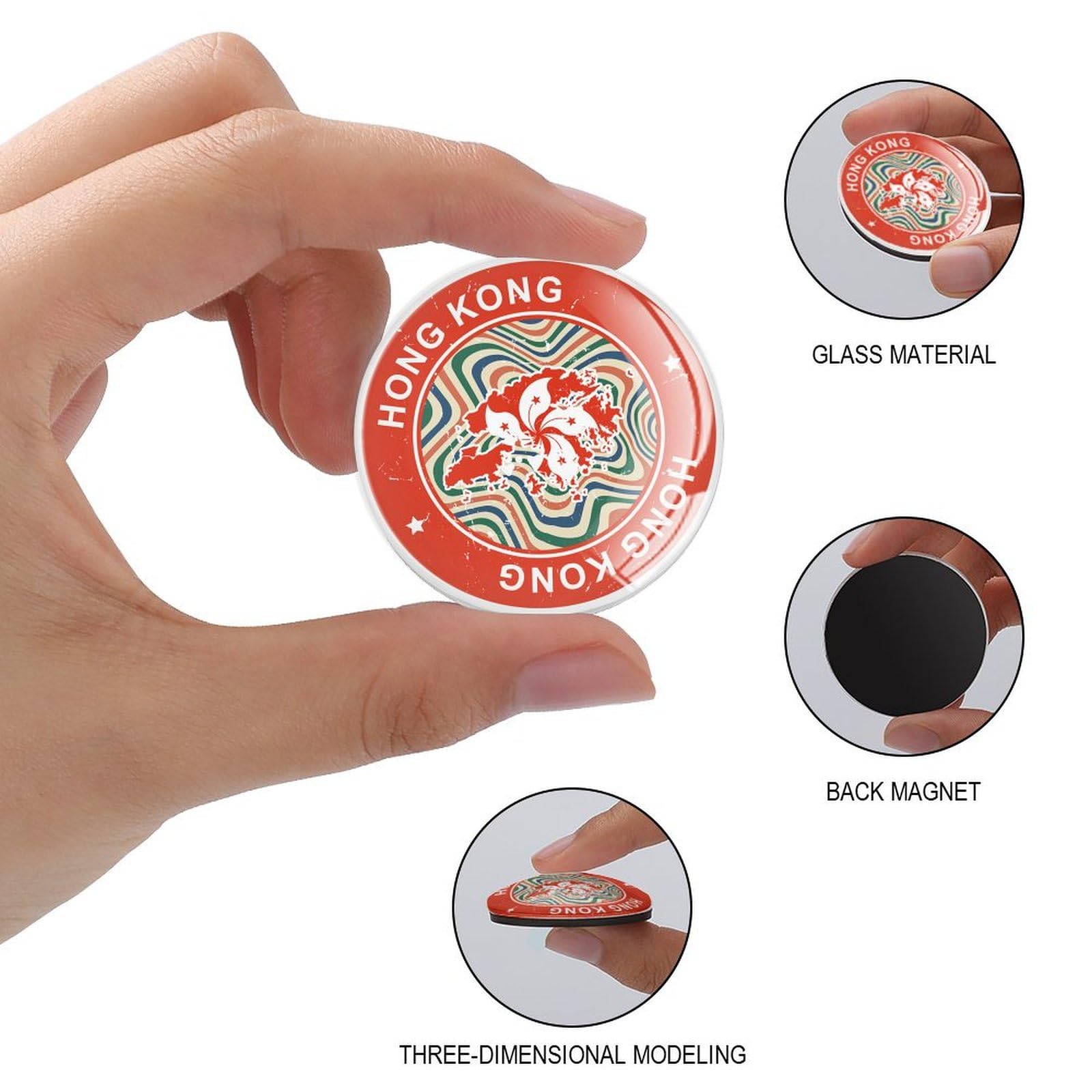 Imanes de cristal para nevera con la bandera de Hong Kong, con texto en inglés "It's in My DNA", imanes fuertes para el Día Nacional, imanes de pizarra blanca perfectos para casa, oficina,