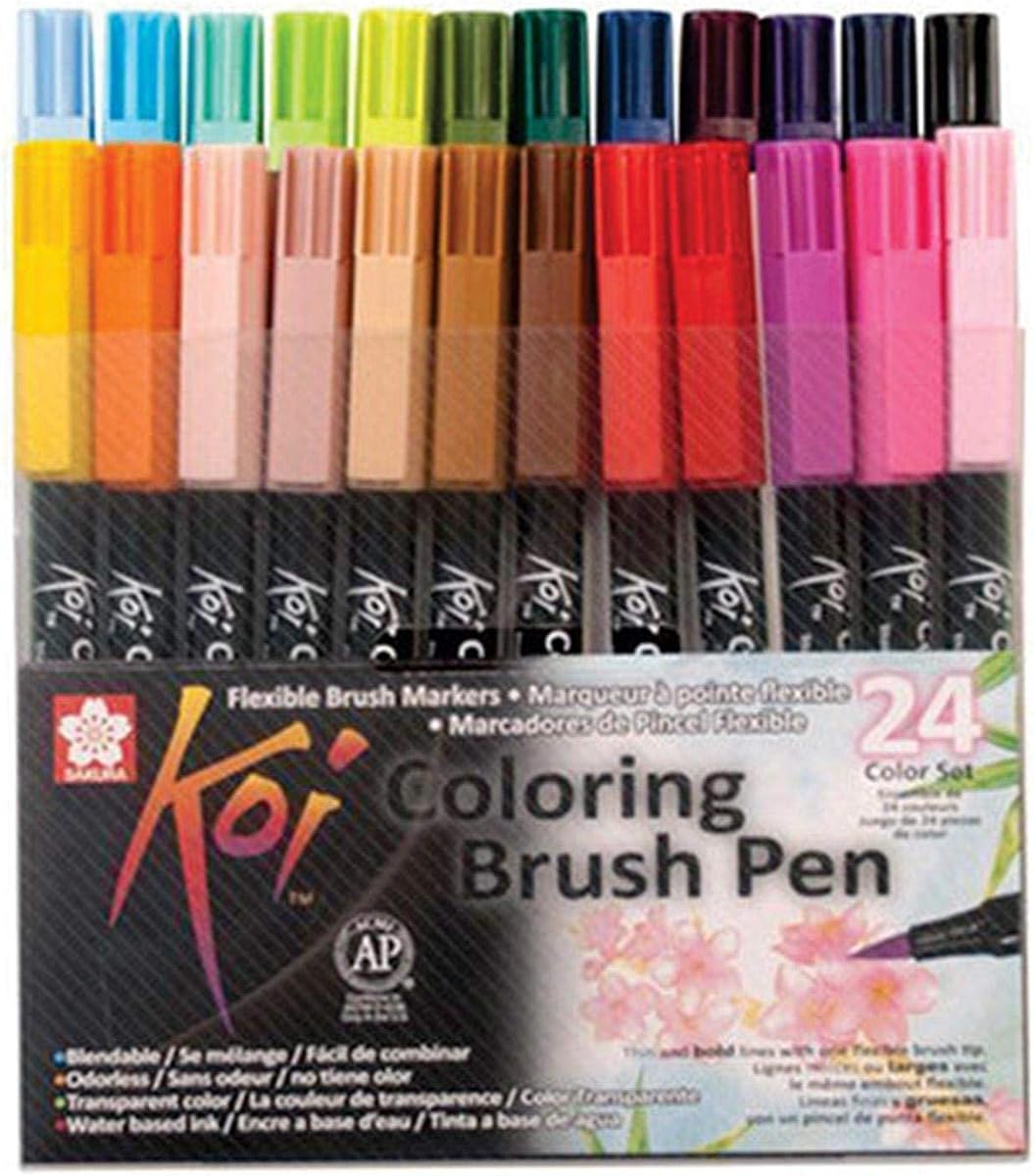 MARKER BRUSH ARTISTICO KOI COLORING BRUSH - CONJ 24 COLORS - PROFESSIONAL USE