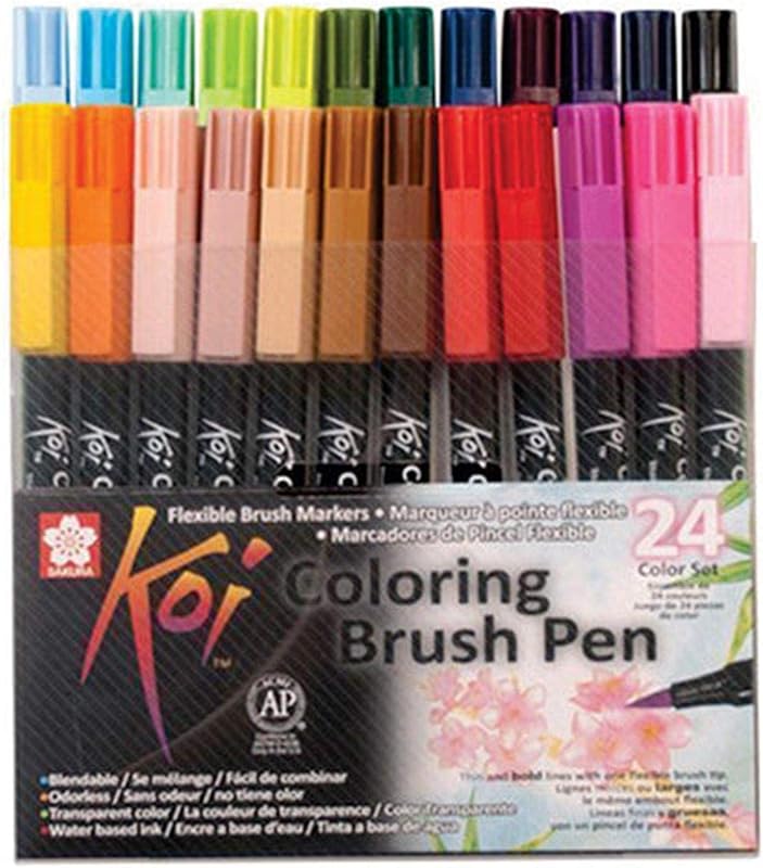 MARKER BRUSH ARTISTICO KOI COLORING BRUSH - CONJ 24 COLORS - PROFESSIONAL USE