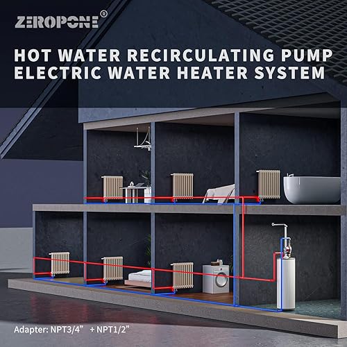 Miniatura 4 de Bomba de Recirculación de Agua Caliente, Bomba Circuladora de Agua, Bomba de Circulación Automática de 120W 110V, Cabezal de Acero Inoxidable NPT