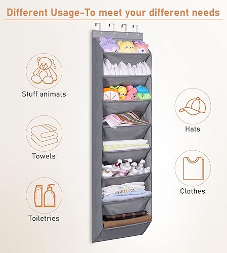 Miniatura 6 de KEETDY Organizador de zapatos sobre la puerta con 8 bolsillos profundos zapatero colgante para colgar en el armario se adapta a 20 pares de soportes